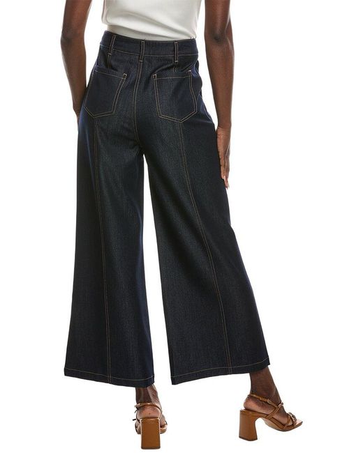 Gracia Black Contrast Stitch Wide Leg Casual Pant
