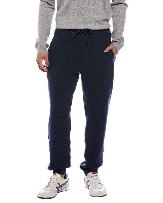 Isaia Blue Cashmere-Blend Sweatpant for men