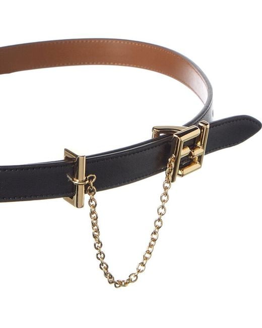 Fendi White Ff Reversible Leather Belt