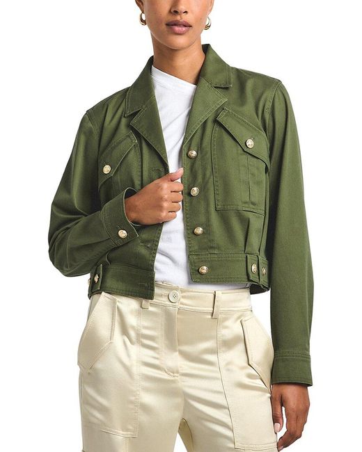 10 Crosby Derek Lam Green Celinora Cotton Drill Cropped Jacket