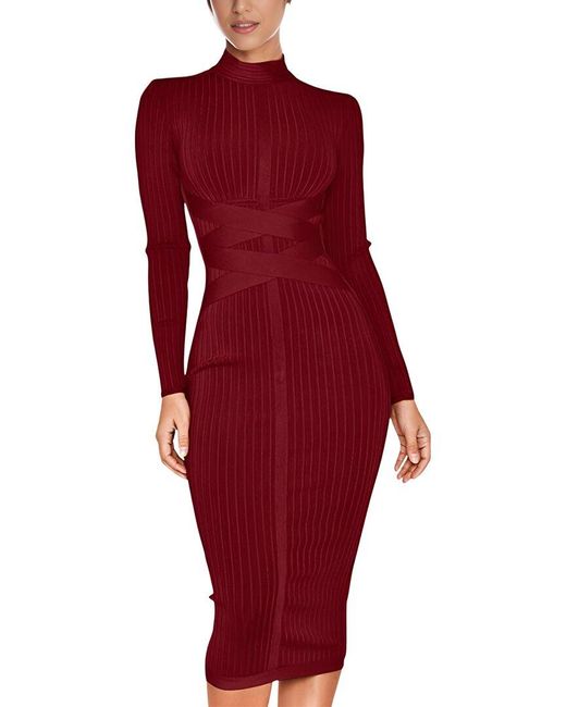 AMINA GLAM Red Midi Dress