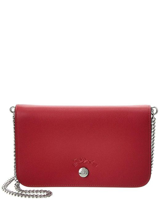 Longchamp Red Le Pliage Neo Wallet On Chain
