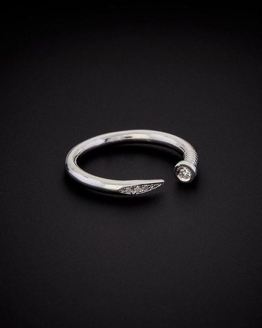 Italian Gold Over Silver Black Italian Vermeil 0.10 Ct. Tw. Ring
