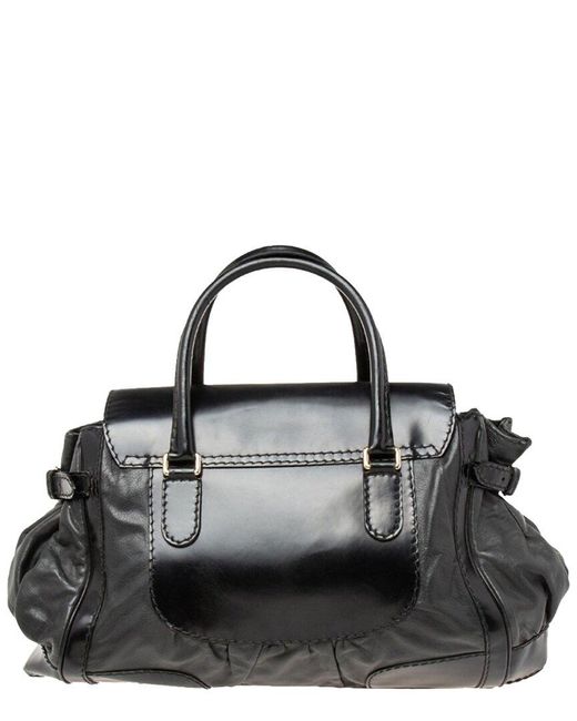Gucci Black Leather Dialux Queen Tote (Authentic Pre-Owned)