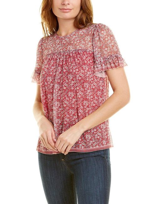 Max Studio Knit Mesh Top in Red Lyst