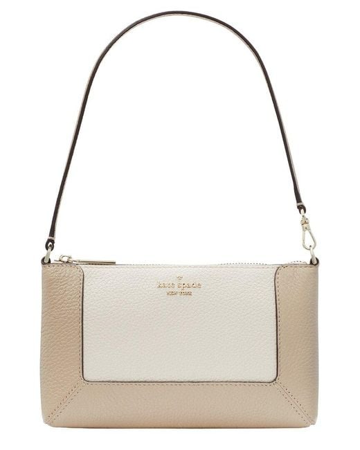 Kate Spade Natural Lena Colorblocked Pebbled Leather Convertible Wristlet