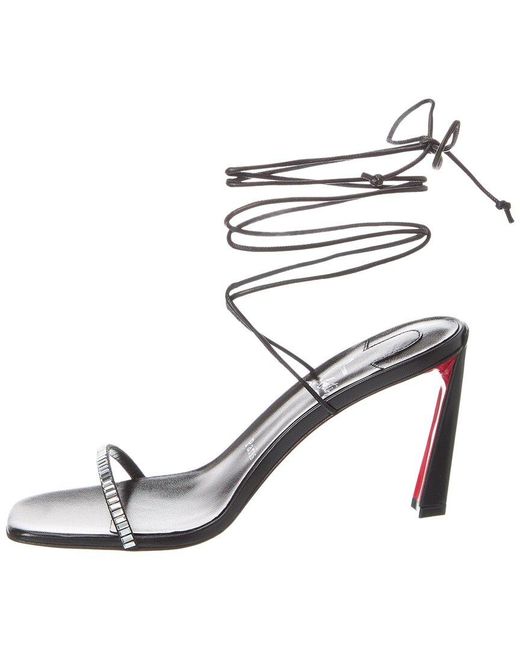 Christian Louboutin White Condora Lacestrass 85 Leather Sandal