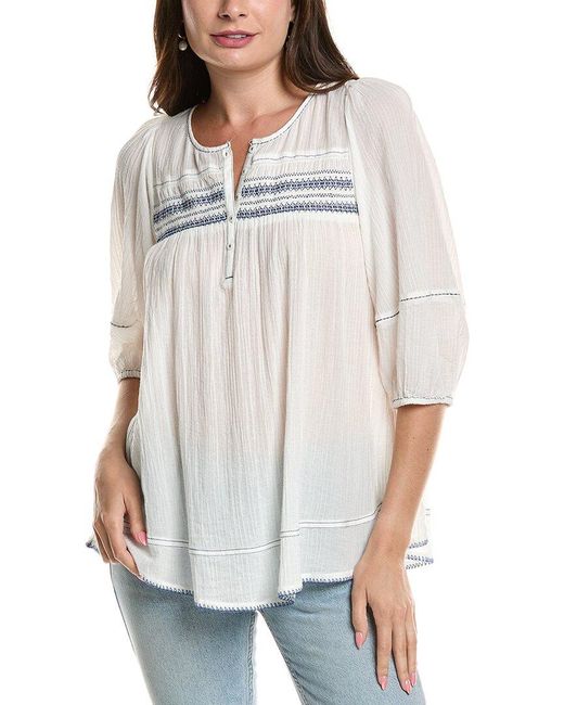 Free People White Dylan Smocked Tunic