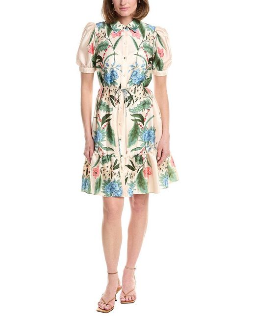 Julia Jordan Green Printed Satin Twill Dress