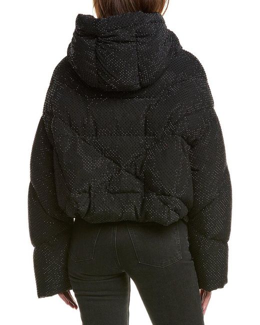 Khrisjoy Black Khris Rhinestone Crop Puffer Down Jacket