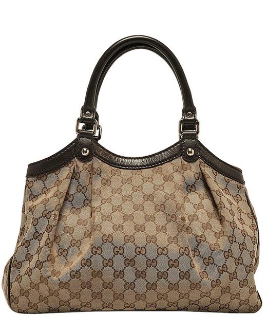 Gucci Brown Gg Canvas & Leather Medium Sukey Tote (Authentic Pre-Owned)