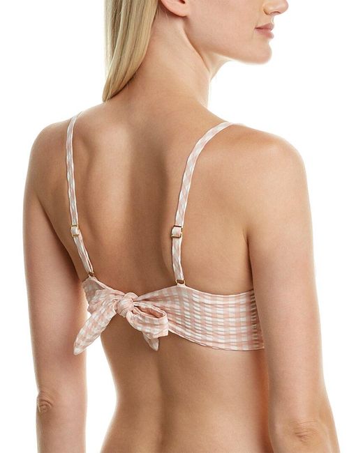 Tory Burch Natural Gingham Underwire Top