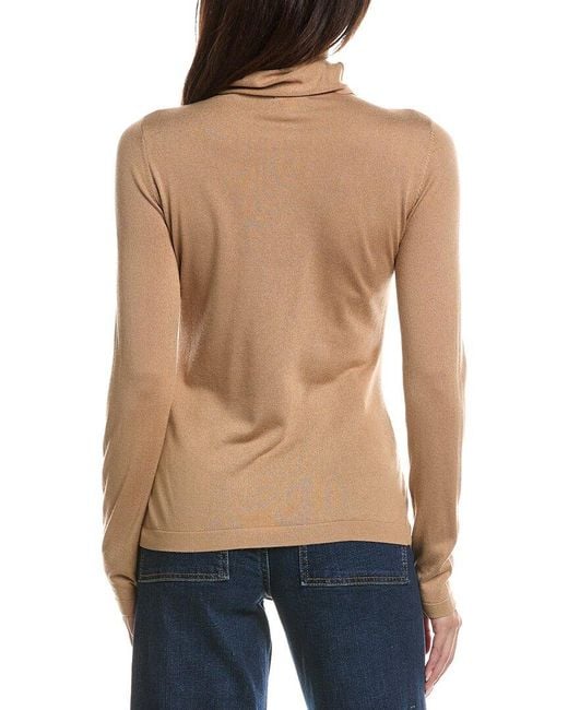 Forte Blue Long Sleeve Seamed Funnel Neck Silk & Cashmere-Blend Sweater