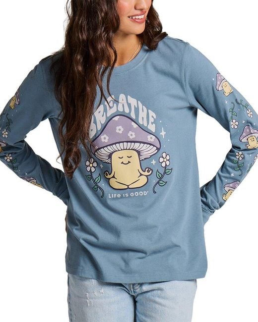 Life Is Good. Blue Long Sleeve Crusher T-Shirt