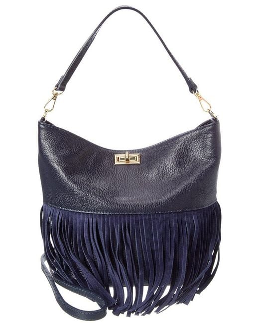 Isabella Rossetti Blue Arizona27 Leather Fringe Tote