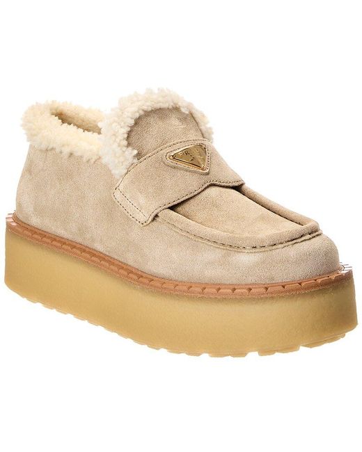 Prada Natural Suede Platform Loafer