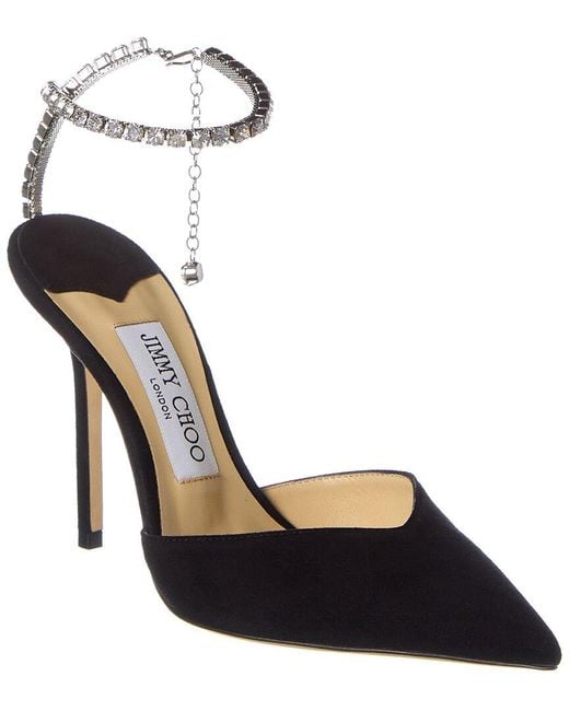 Jimmy Choo Saeda 100 Suede Pump in Black | Lyst UK
