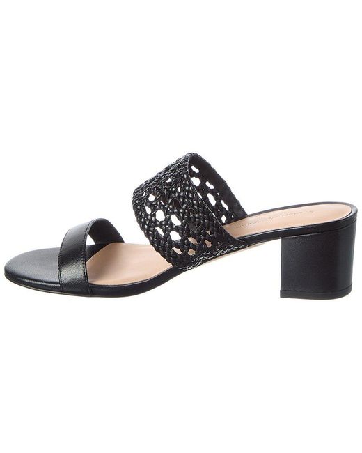 Stuart Weitzman Black Briar Block 50 Leather Sandal