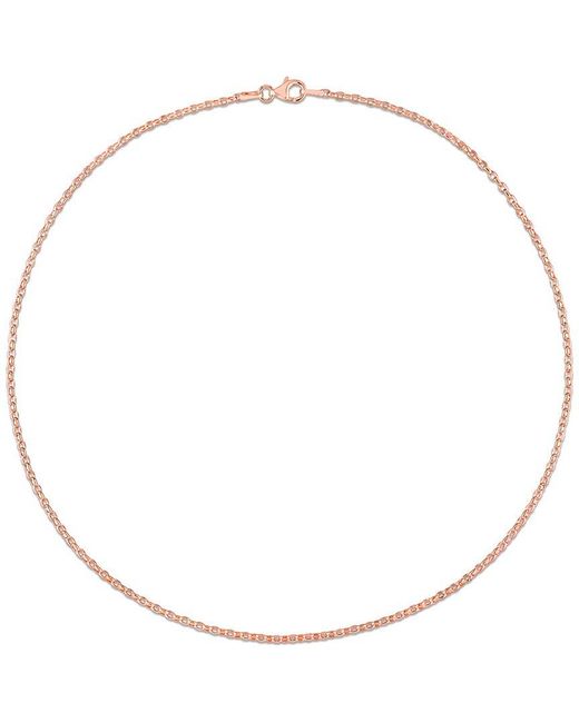 Italian Silver Metallic 18K Rose Over Rolo Chain Necklace