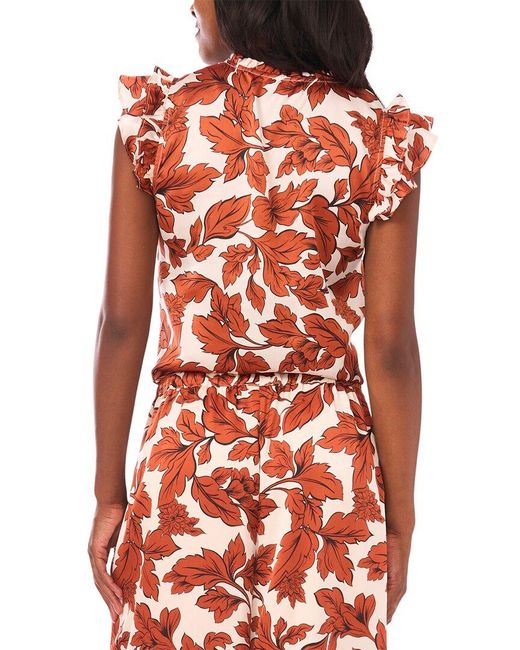 Vince Camuto Red Split Neck Flutter Blouse