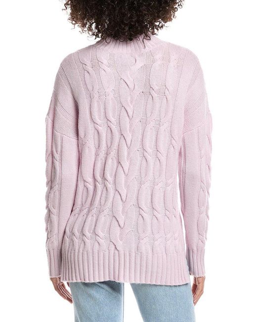Forte Pink Luxe Wool & Cashmere-Blend Cable Sweater