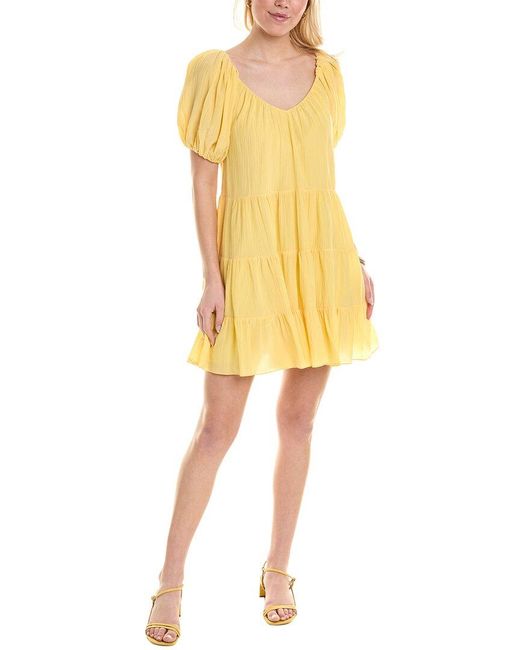 Rebecca Taylor Yellow Textured Silk-blend A-line Dress