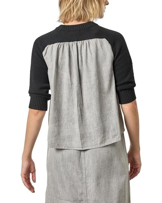 Lilla P Black Denim Elbow Sleeve Sweater