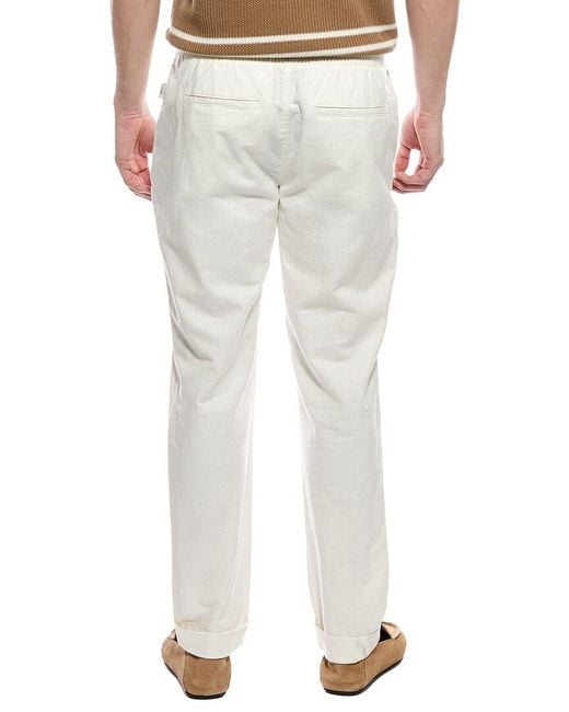 Onia White Linen-Blend Stretch Cuff Pant for men