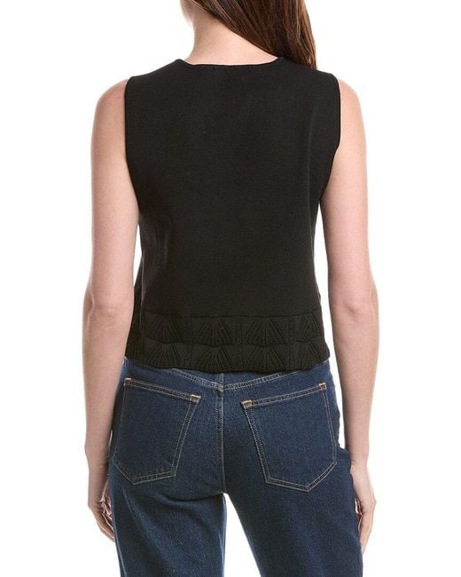 Ellen Tracy Black Pearl Button-Front Vest