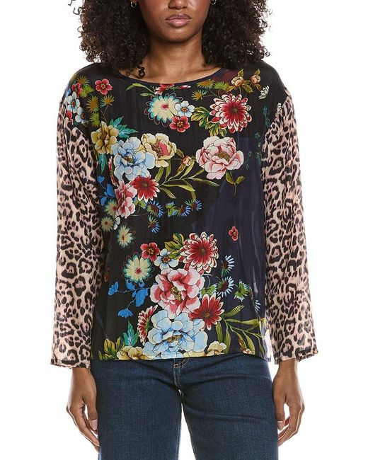 Johnny Was Blue Leo Silk Blouse