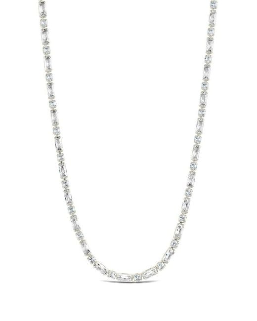 Sterling Forever White Cz Georgia Classic Tennis Necklace