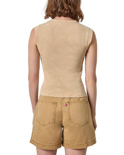 Lilla P Brown Sunwashed Cap Sleeve Henley