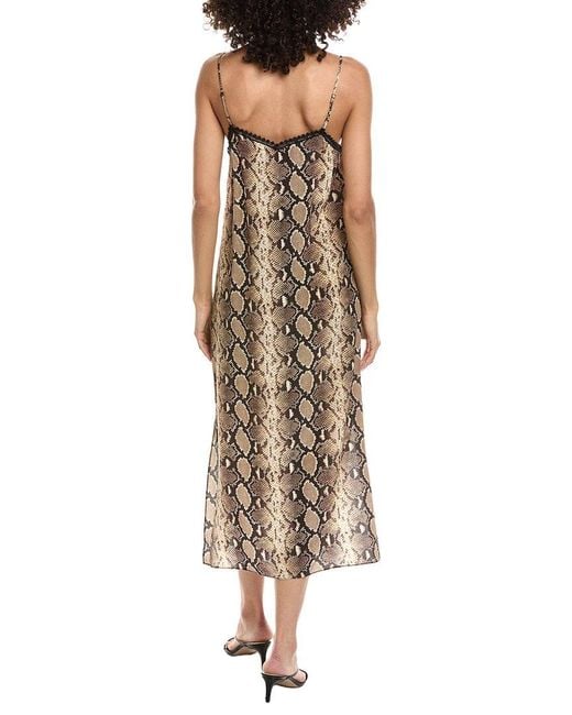 The Kooples Black Snakeskin Print Silk Midi Slip Dress