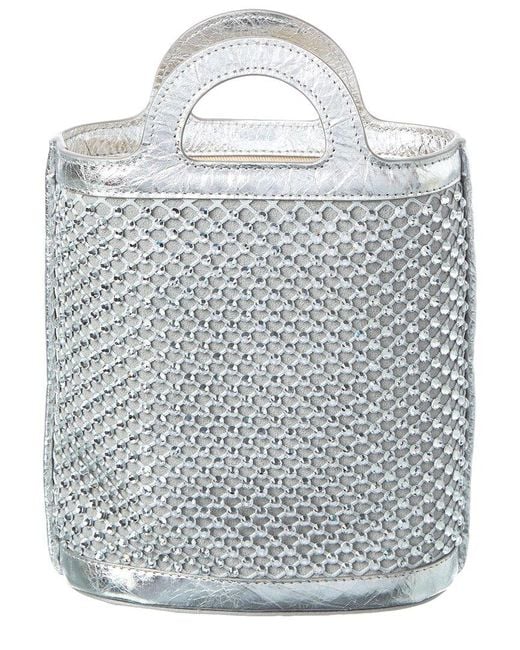 Marni Gray Mesh & Leather Bucket Bag