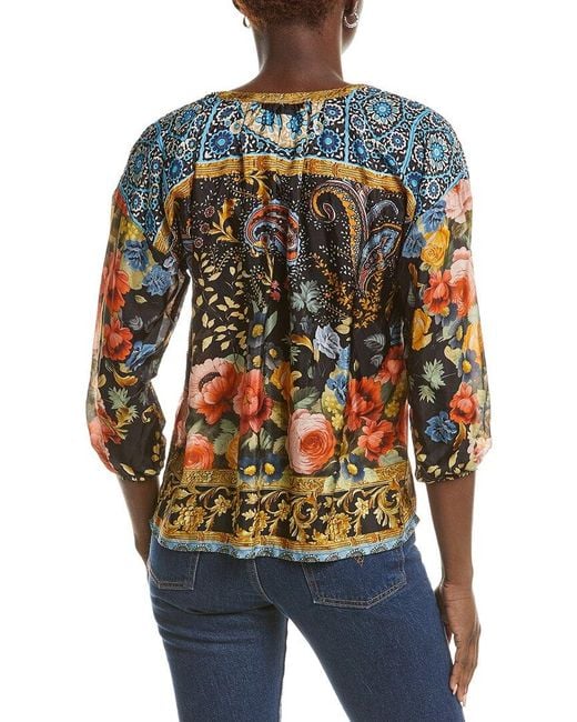 Johnny Was Multicolor Petite Margot Silk Blouse