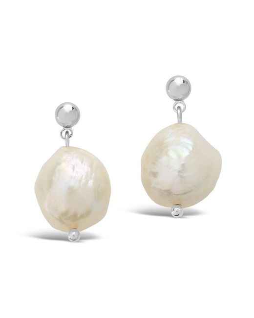 Sterling Forever White Rhodium Plated 13mm Pearl Drop Studs