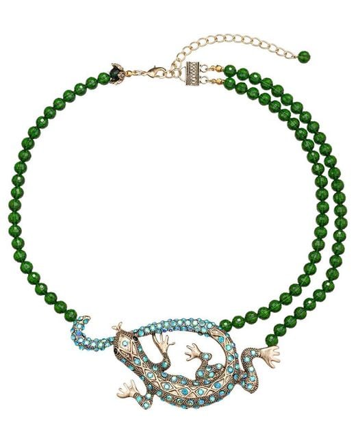 Eye Candy LA Green Sofia Gecko Beaded Necklace