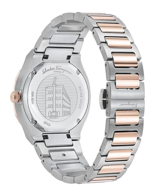Ferragamo Metallic Elliptical Watch