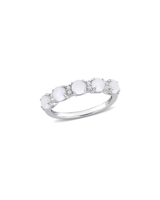 Rina Limor White Silver 0.99 Ct. Tw. Gemstone Half-eternity Ring