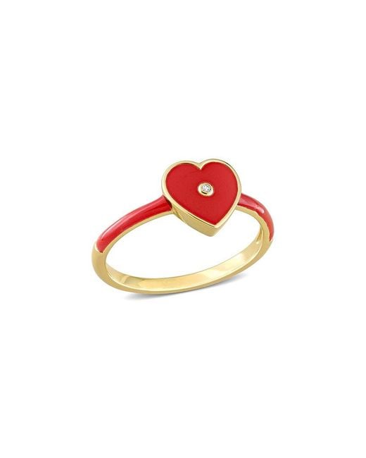 Rina Limor Red Gold Over Silver Sapphire Enamel Heart Ring