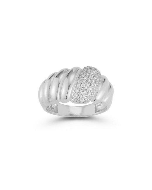 Chloe and Madison White Silver Cz Twist Ring