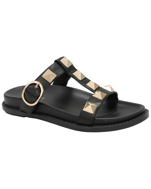 Tiffany & Fred Paris Black Leather Slide Sandal