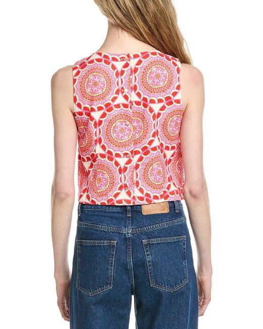FLORA BEA NYC Red Bello Linen-Blend Top