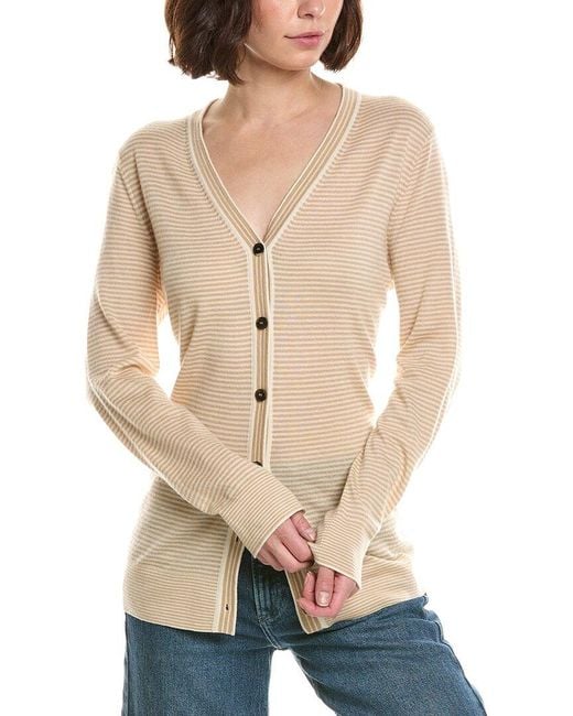 Lafayette 148 New York Natural Cashmere Button Front Cardigan