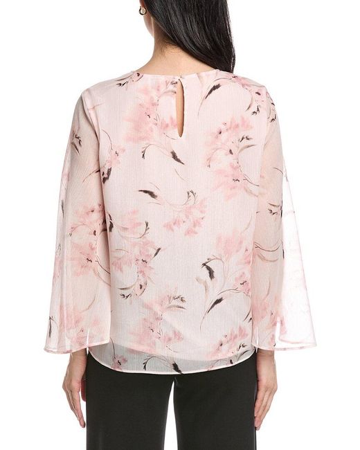 Anne Klein Pink Keyhole Front Blouse