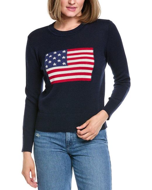Hannah Rose Blue Flag Intarsia Cashmere-Blend Sweater