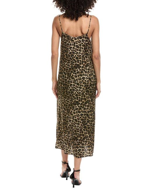 The Kooples Green Grand Leo Classic Leo Silk Maxi Slip Dress