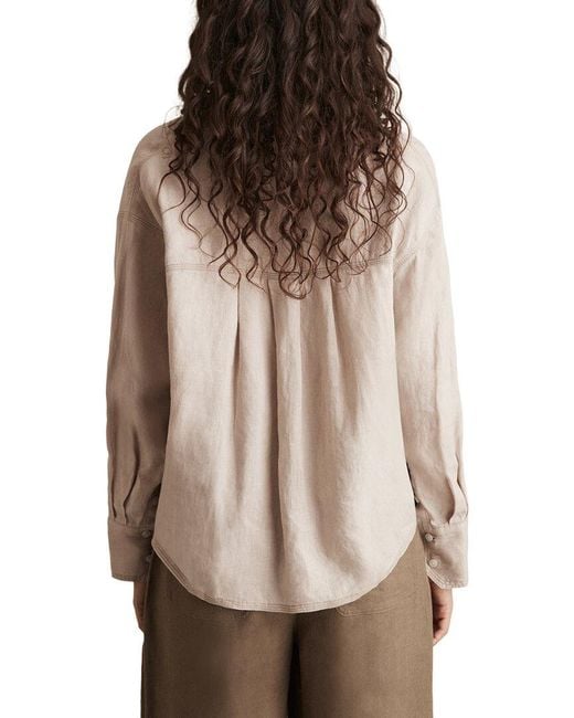 Reiss Brown Nina Overhead Linen Shirt