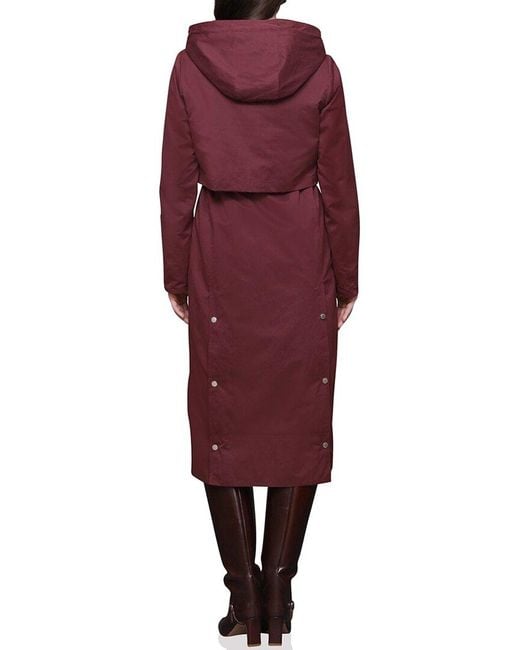 Avec Les Filles Red Hooded Maxi Rain Coat