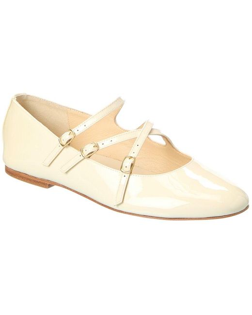 Céline White Les Logo Patent Ballerina Flat